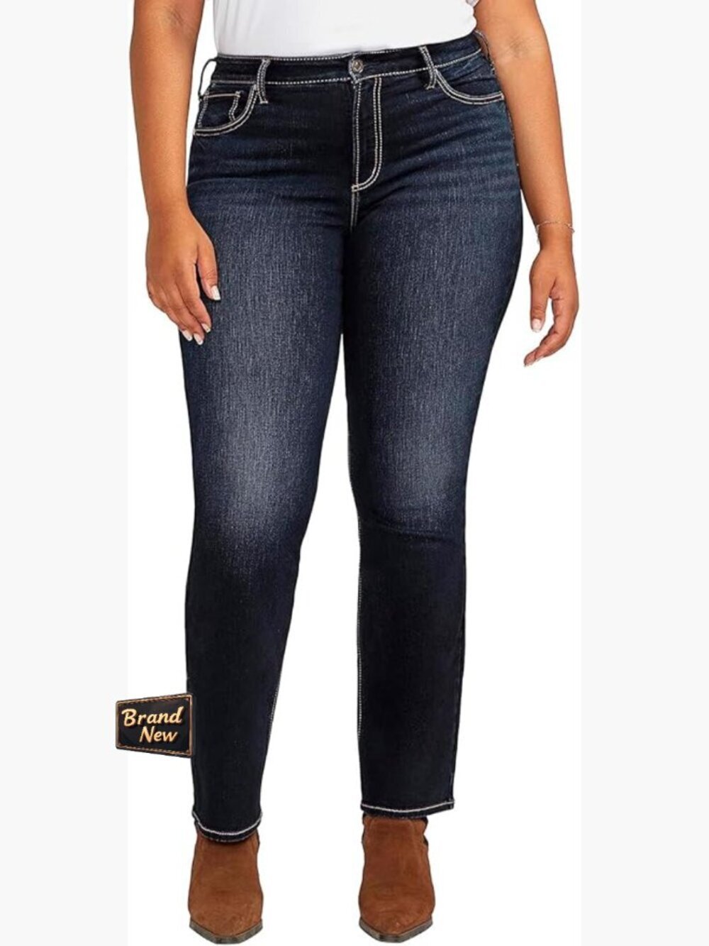 PLUS SIZE HIGH RISE SLIM BOOTCUT JEANS CURVY FIT